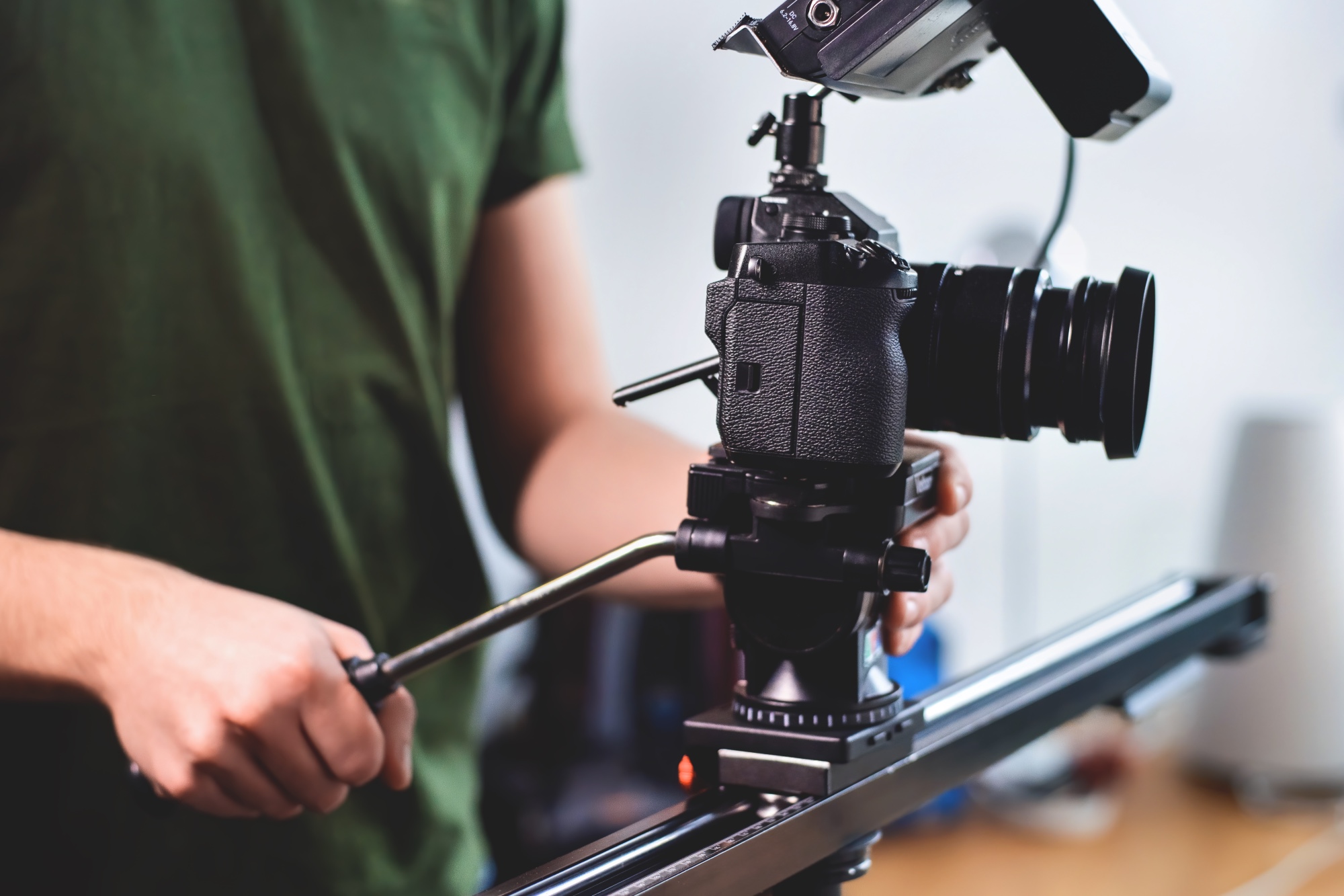 Team planning, filming and editing in a workshop